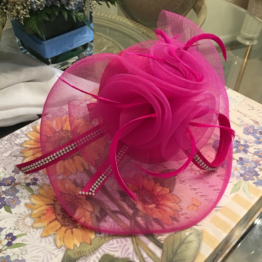 Hot pink Birdcage/Fascinator
